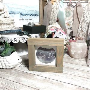 Stay Wild Moon Child Small Wood Framed Art Print Handmade Watercolor Painting